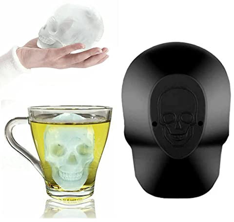 Moldes de Cubitos de Hielo 3D con Ciseño de Calavera, para Hacer Bandejas de Cubitos de Hielo de Silicona, Reutilizables, sin BPA, para Vasos de Ginebra, Whisky, Escocés, Cóctel y Licor
