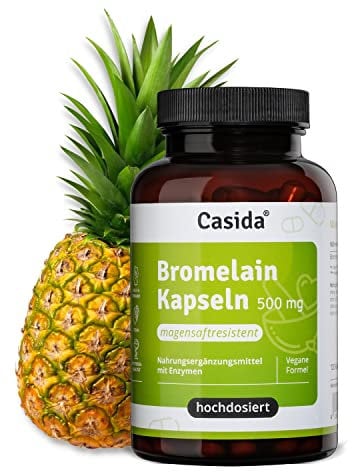 Casida® Bromelain Kapseln 500 mg hochdosiert 2400 F.I.P. - aus Ananas-Extrakt/Enzym - 120 magensaftresistente Kapseln