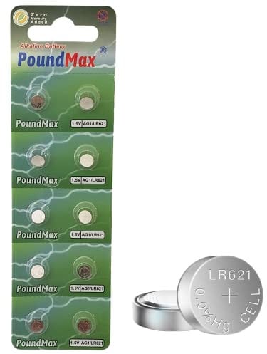10 batterie alcaline a bottone AG1 364 363 LR621 SR621SW 1,5 V PoundMax