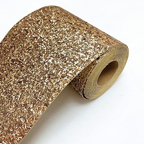 DHHOUSE Gold Glitzer Tapetenbordüre, Selbstklebend funkeln bordüre 13 cm x 5 meters (Gold)