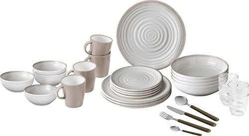 Brunner 0830150N.C4P Set Piatti, Bicchieri, Scodelle, Tazze Infrangibili in Melamina Stonetouch 40 Pz, all Inclusive VIP Savana
