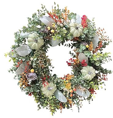 Sharplace Bauernhaus-Herbstkranz, Künstliche Kränze für den Außenbereich, 40 cm Künstlicher Kürbis Ahornblatt Blumenkranz für Halloween Dekoration, Kürbiskranz für Haustür, Mauer, Fenster