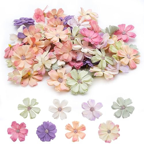 Cisolen 60 mini fiori artificiali colorati, per matrimoni, feste, casa, fai da te, scrapbooking, decorazioni