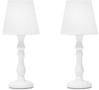 konsimo GITTA Retro Tischlampe 2er Set - Shabby Vintage Schreibtischlampe für Wohnzimmer, Schlafzimmer und Flur - Tischleuchten Leselampe - Desk Lamp - Lampen Bürolampe Weiß