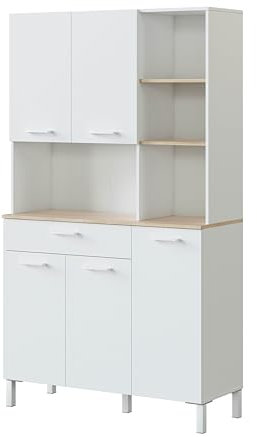 habeig Küchenschrank, Singleküche, Küchenregal, Küchenzeile, Schrank, Mehrzweckschrank, matt, weiß, Küche, (186x108x40cm - 9950A)