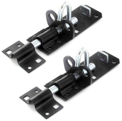 Primes DIY Brenton Strong Sliding Lockable Padbolt(8) Ideal for use with Shed Doors, Gates and Outhouse Doors (200mm, Black) 2 Pieces, Secure Your Garden Gates, Fences, and shed Doors