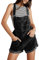 KBOPLEMQ Salopette da donna in jeans corti, pantaloni con gamba dritta, pantaloni in denim, tuta da donna, pantaloni corti, Nero , S