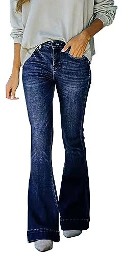 LOIJMK Lässige Jeans Damenhose Taschen Taille Blaue gerade Hose Mid Classic Denim Damenjeans Tumblr Kleidung 152 (Dark Blue, M)