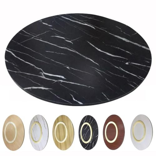 ZYXQQJ 30in 36in 40in Large Wooden Turntable Lazy Susan Serving Tray Round Dining Table Turntable 360° Swivel Furniture Tray (Color : Marble-like black, Size : 100cm/40)