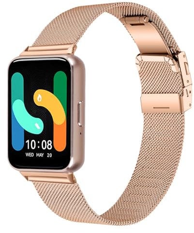 Gimuk Strap Compatible with Samsung Galaxy Fit 3 Strap, Metal Mesh Loop Stainless Steel Wristband Adjustable Replacement Watch Band Bracelet for Galaxy Fit 3 SM-R390 Smartwatch (Rose Gold)