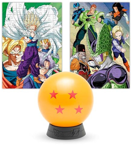 Puzzle Dragon Ball Z - Sfera del Drago 4 Stelle | 7 Sfere del Drago Shenron, Puzzle da Collezione Dragon Ball, 18 x 26 cm + Sfera 10 x 10 cm, Dragon Ball gadget