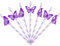 Lot de 24 pailles en papier en forme de papillon, décoration de fête d'anniversaire, décoration de fête prénatale à thème papillon, fournitures de mariage sur le thème des papillons, violet pailleté