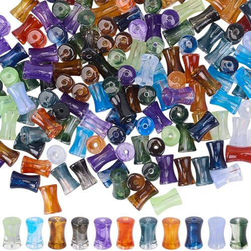 SUNNYCLUE 1 Box 11 Farben 330 Stück Bambus Gelenkperlen Gebogene Röhrenperlen Großpackung Groß Farbverlauf Grün Weiß Transparente Kunststoff Röhrenstabperlen Für Die Schmuckherstellung Basteln Armbänd