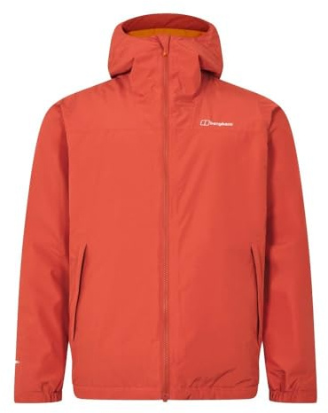 Berghaus Men's Deluge Pro Waterproof Insulated Jacket | Adjustable | Durable Coat | Rain Protection Waterproof Jacket, Orange, 2XL