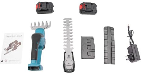 2-In-1 Cordless Hedge Trimmer, Hedge Trimming Tool Electric Grass Trimmer With 2 * 2000mAh Lithium Batteries, Bush Trimmer Suitable for Farm Orchards, Lawns, Villa Yards, Gardens