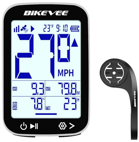Bikevee GPS Fahrradcomputer Kabellos, 2.4 Zoll | IPX7 Fahrrad Tacho | Fahrradtacho Kabellos mit 28h Akku, Höhen-, Steigungs- und Temperaturdaten für Alltag, Training und längere Touren