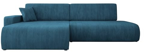 Mirjan24 Ecksofa Pixalo O Cord, Design Eckcouch, Couch mit Schlaffunktion und Bettkasten, Wohnlandschaft, Bettfunktion L-Form Sofa (Poso 05, Seite: Links)