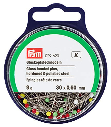Prym Glaskopfnadeln, 0,60 x 30mm, bunt, 9g, Stahl, 30 x 0,6mm