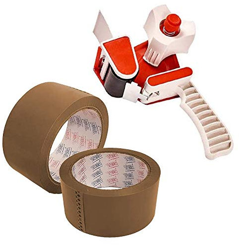 12X Brown Tapes + 1X DISPENSOR Gun - Quality Packing Parcel Packaging Removal Tape 48mm x 66M SELLOTAPE