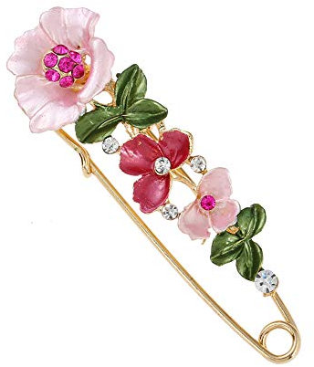 Ogquaton Broche en forme de fleur de cristal de qualité supérieure pour femme et fille - Style vintage - Superbe robe - Écharpes - Pour mariage, fête - Accessoire cadeau