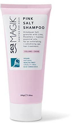 Sea Magik Natural Shampoo - SLS Free, Exfoliating and Volumising with Pink Salt Granules, Professional Spa Hair Treatment with Fragrance, Deeply Cleanses, Vegan, Cruelty Free (200g)