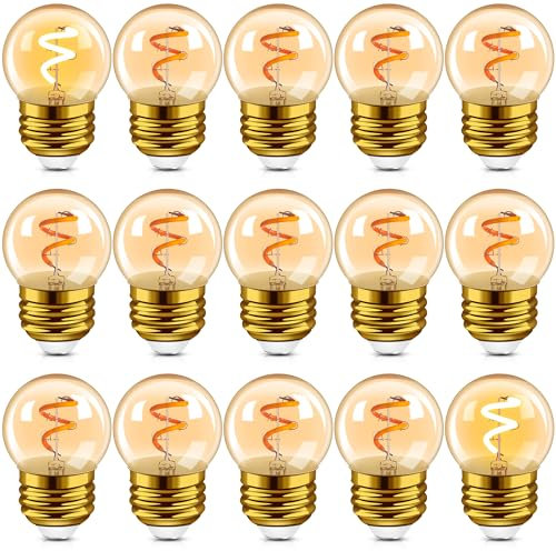 Hcnew G40 E27 LED Retro Edison Glühlampe Mini Globe 1W Spiralfilament Licht (15 pack)