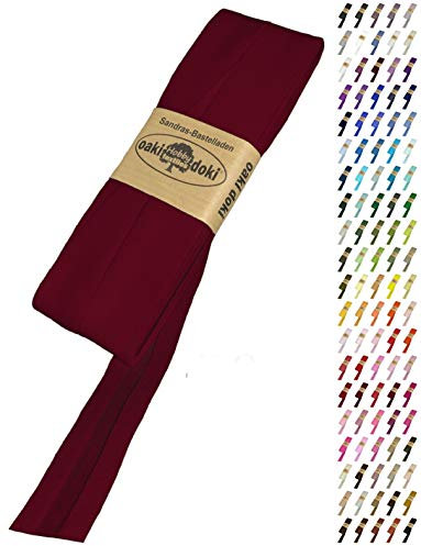 Sandras-Bastelladen Schrägband/Einfassband Baumwolle Uni gefalzt 5m x 20mm 752-Beere