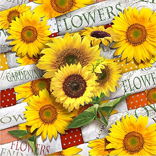 Sommer Tisch-Deko Serviette-n Sonnenblumen gelb bunt 33 x 33 cm, 20 Stück-Packung FSC