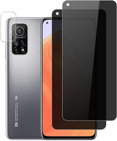 Vuciya[Pack of 2 Privacy Full Screen Screen Protector for Xiaomi Mi 10T / Xiaomi Mi 10T Pro Tempered Glass,1X Kamera Schutzfolie,Anti-Spy Armoured Protection Glass Film for Xiaomi Mi 10T