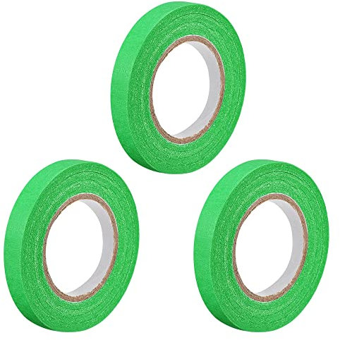sourcing map 20m x 10mm Krepppapier Klebeband Dunkelgrün, 3 Rollen Universal Maler Kreppband Selbstklebend Malerkrepp Abklebeband für Malerarbeiten Dekoration zum Streichen Lackieren Renovieren