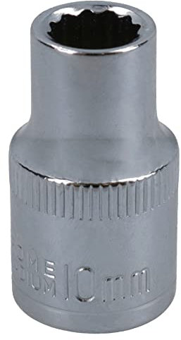 10mm 1/2in Drive Shallow Metric MM Socket 12 Sided Bi-Hex with Knurled Ring