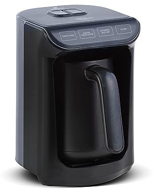 KARACA Hatır Roast Türkische Kaffeemaschine Glänzend Schwarz 5 Tassen Kapazität Viel Schaum, 535W, Sprachwarnsystem, Lichtwarnsystem, Messlöffel, Einfache Reinigung