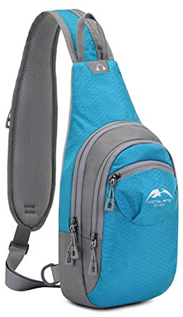 FANDARE Unisex Brusttasche Sport-Schultertaschen Sling Bag Herren Damen Umhängetaschen Crossover Rucksack Schultertasche Daypacks für Outdoor Reisen Camping Wanderrucksäcke Crossbody Pack Blau