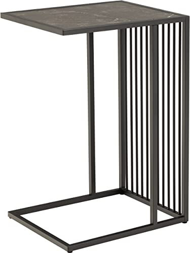AC Design Furniture Steffen Laptoptisch in Schwarzer Marmoroptik mit Metalrahmen, Tragbarer Beistelltisch zum Arbeiten, Laptopständer für Sofa und Bett, Kleiner Sofatisch für Laptop, Wohnzimmermöbel