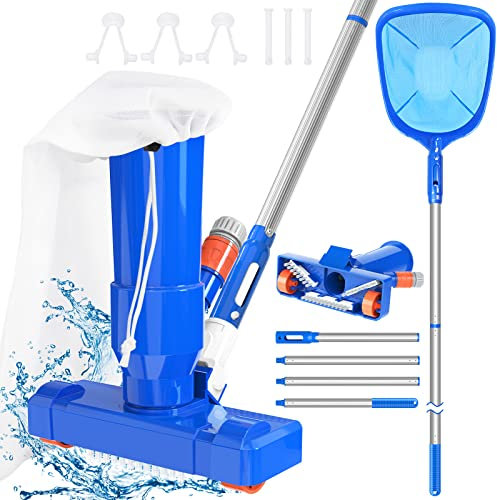 2025 Upgraded Poolreinigung Bodensauger & Poolkescher, Pool Vakuumsauger & Kescher Reinigungsset, 150cm Teleskopische Pole Tragbares Poolsauger Staubsauger für Kleine Pools, Spa, Ja-cuzzi, Whirl-Pool