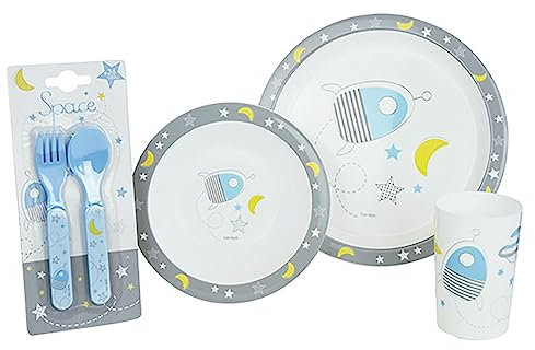 ESPACE LOT VAISSELLE POUR ENFANT AVEC VERRE 220 ML, ASSIETTE CREUSE/BOL Ø 16 CM, ASSIETTE Ø 22 CM ET COUVERTS H.13.5 CM