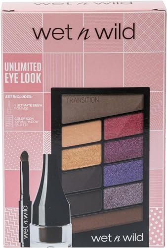 Wet n Wild Ultimate Eye Look Set, Schminkset mit Langanhaltender Augenbrauenpomade & Color Icon 10 Pan Shadow Palette, Cremige Pomade und Hochpigmentierte Lidschatten für Intensive, Verblendbare Looks