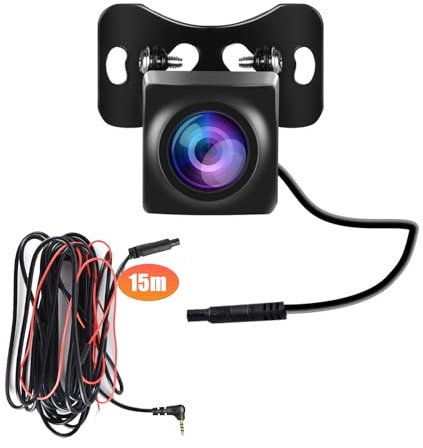CAMECHO Full Colour HD Rückfahrkamera 4PIN für Carplay und Android Auto Tragbares Autoradio Kit, 15m Kabel, 2.5mm AVIN Anschluss + 4PIN Anschluss