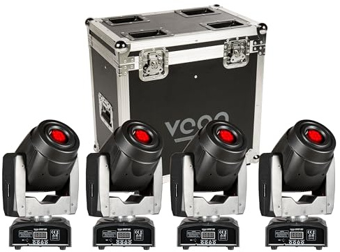 lightmaXX Vega Spot 60, LED Spot Licht, Moving Heads Set, 7 Farben, 5 Gobos, 4er Set inklusive Tour Case