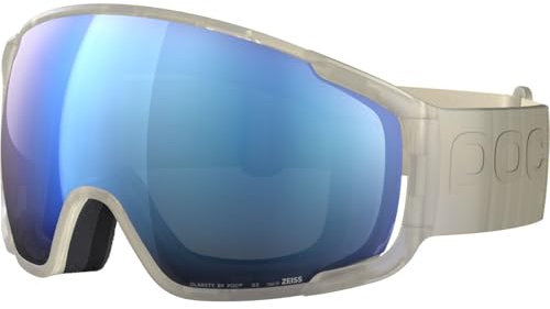 POC Zonula Skibrille - Ultimatives Sichtfeld und Komfort für vielseitige Skierlebnisse mit vollständigem UV-Schutz und innovative Beschichtungen, Raw White/Partly Sunny Blue