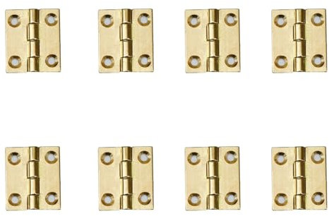 Leliafleury 8Pcs Folding Door Hinges 25mm(1 inch) Brass Butt Hinge for Window Cabinets Closet Drawer Boxes, Gold