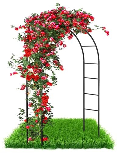 Arco para plantas trepadoras y rosas, arco de metal para jardín, soporte para rosas de acero con recubrimiento en polvo, resistente a la intemperie, 240 x 140 x 38 cm