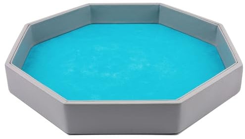 Gesserit Würfelbrett mit Filzunterlage, Seeblau Filz gefüttertes PU-Leder-Oktogon-Würfeltablett für Dungeon-Crawler-Spiele