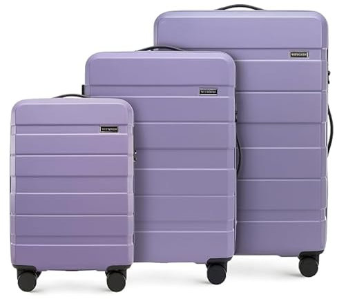 WITTCHEN COMODO Line Kofferset Reisekoffer Hartgepäck aus ABS TSA Schloss Reisekofferset Gepäckset Handgepäck Set Größe (S+M+L) Lila