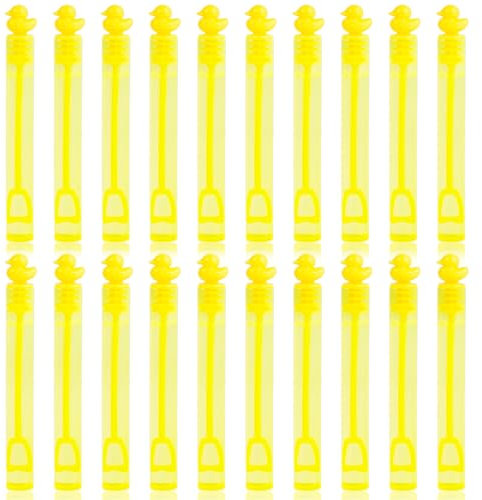 SULOLI 20pcs Bulles de Savon,Mini Tubes de Bulles de Savon-Bâtons à Bulles-Jouets à Bulles pour Anniversaire d'enfant Mariage Halloween Noël et Jeux Exterieur(10.5 * 1.2cm) (Petit Canard Jaune)
