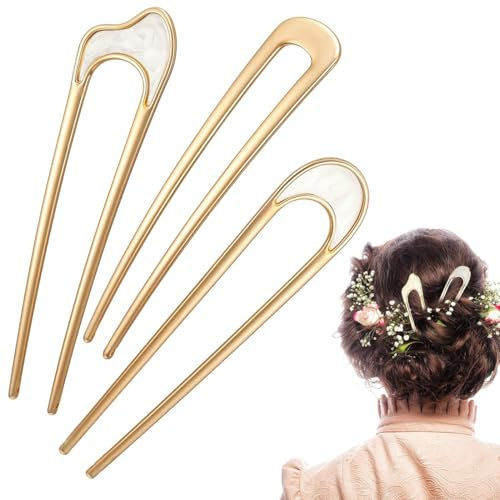 JEYORZY 3 Pièces Pince a Chignon Barrette en Forme de U, pince chignon, barrette cheveux femme, Barettes Française Pince Rétro Broches Vers Haut Epingles Chignon Cheveux Accessoires de Coiffure