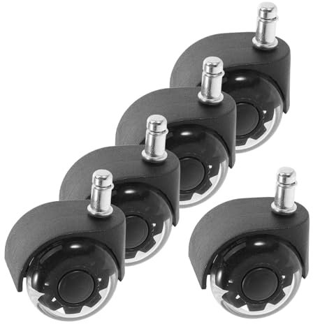EXQUIMEUBLE 5pièces Lot De Roulettes Silencieuses Pour Chaise De Bureau Doubles Roues Pivotantes Et Robustes Compatibles Sols Durs Et Moquettes Rechange Meubles Bureautiques