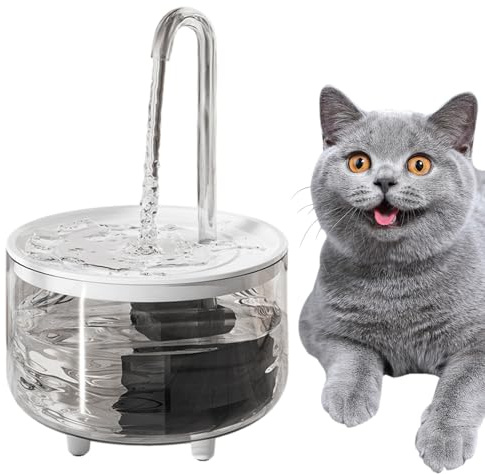 Fontaine d'eau de Catto - Batterie - Fontaine d'eau filaire | Fontaine d'eau pour USB automatique 11 x 17 cm | Protéger le plastique transparent pour le chat et l'hydratation du chien