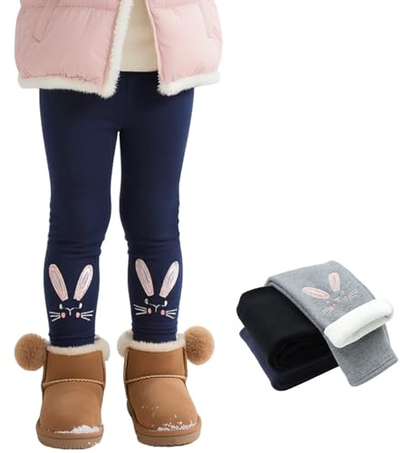 Domueay Leggings Invierno Térmico con Forro Polar Niñas 2-9 Anos | Algodón Calentitos Mallas, Suaves, Cálido, Cintura Alta, Elástico Largos Pantalon, Forrados Leggins Otoño Invierno Colegio