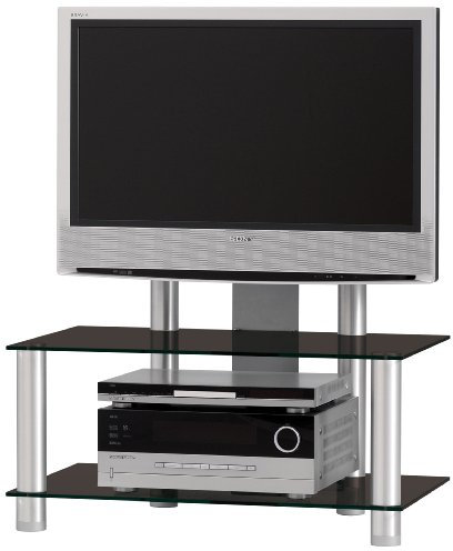 Just-Rack JR 80 Aluminium-Schwarzglas Universalmöbel für Flachbildschirme, TV - und Audio Geräte